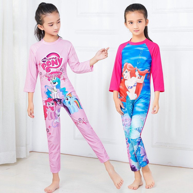  Baju  Renang  One Piece Lengan  Panjang  Motif Print Kartun 