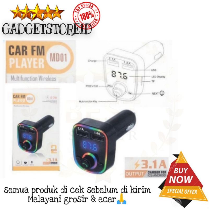 GG - Car Charger Modulator MD01 LED RGB 2 USB bluetooth MP3 Player FM Transmitter modulator MD 01 LE