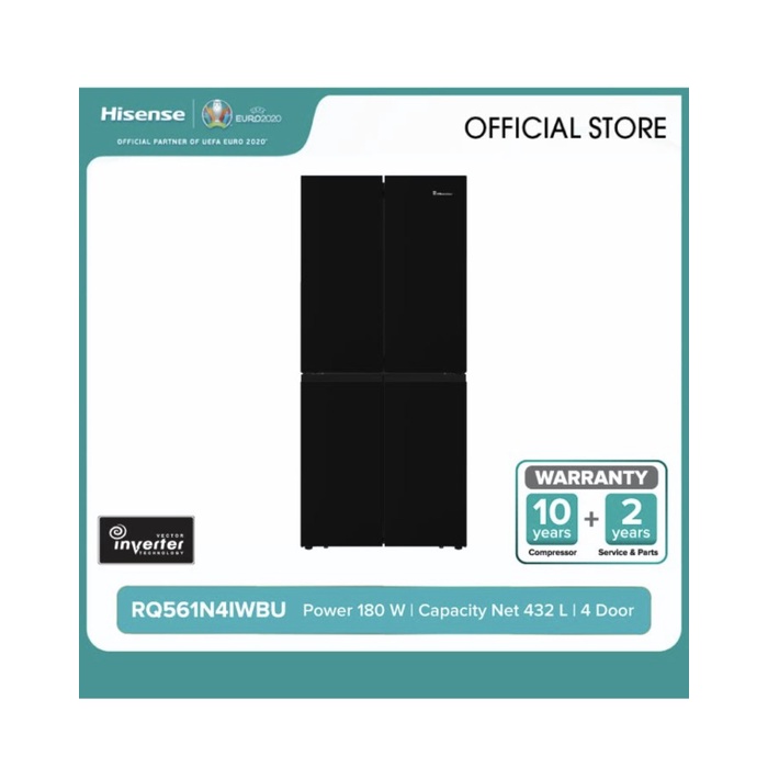 HISENSE Kulkas 4 Pintu [432L] RQ561N4IWBU - Black
