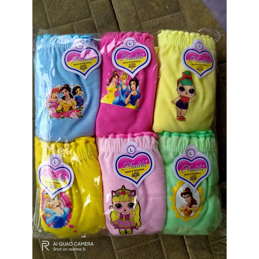 6 Pcs Celana Dalam Anak-anak Perempuan / CD anak Perempuan / Cangcut anak Nadia Berkualitas