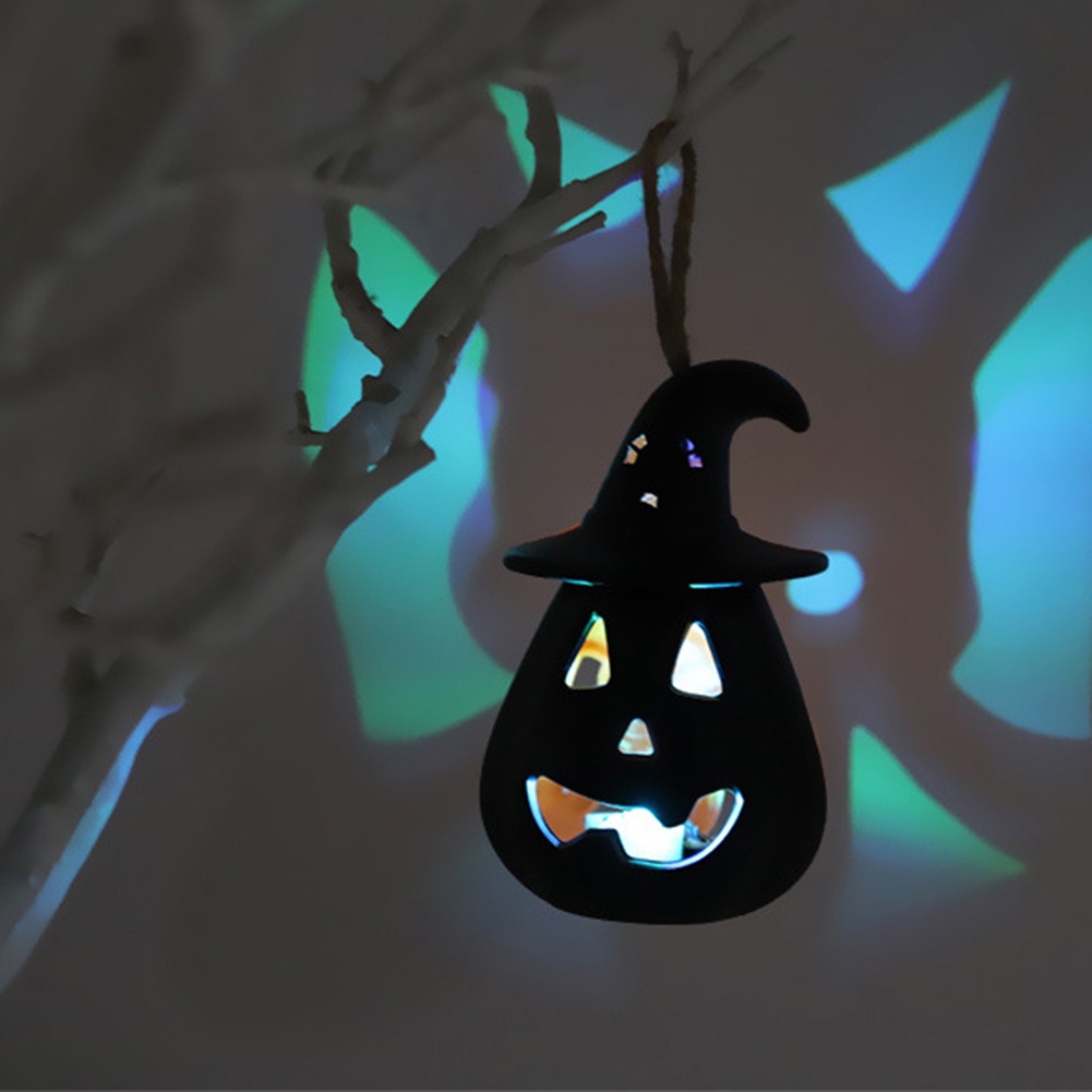 Lampu Lentera Gantung LED Portable Bentuk Labu Halloween Bahan Plastik Untuk Dekorasi Pesta