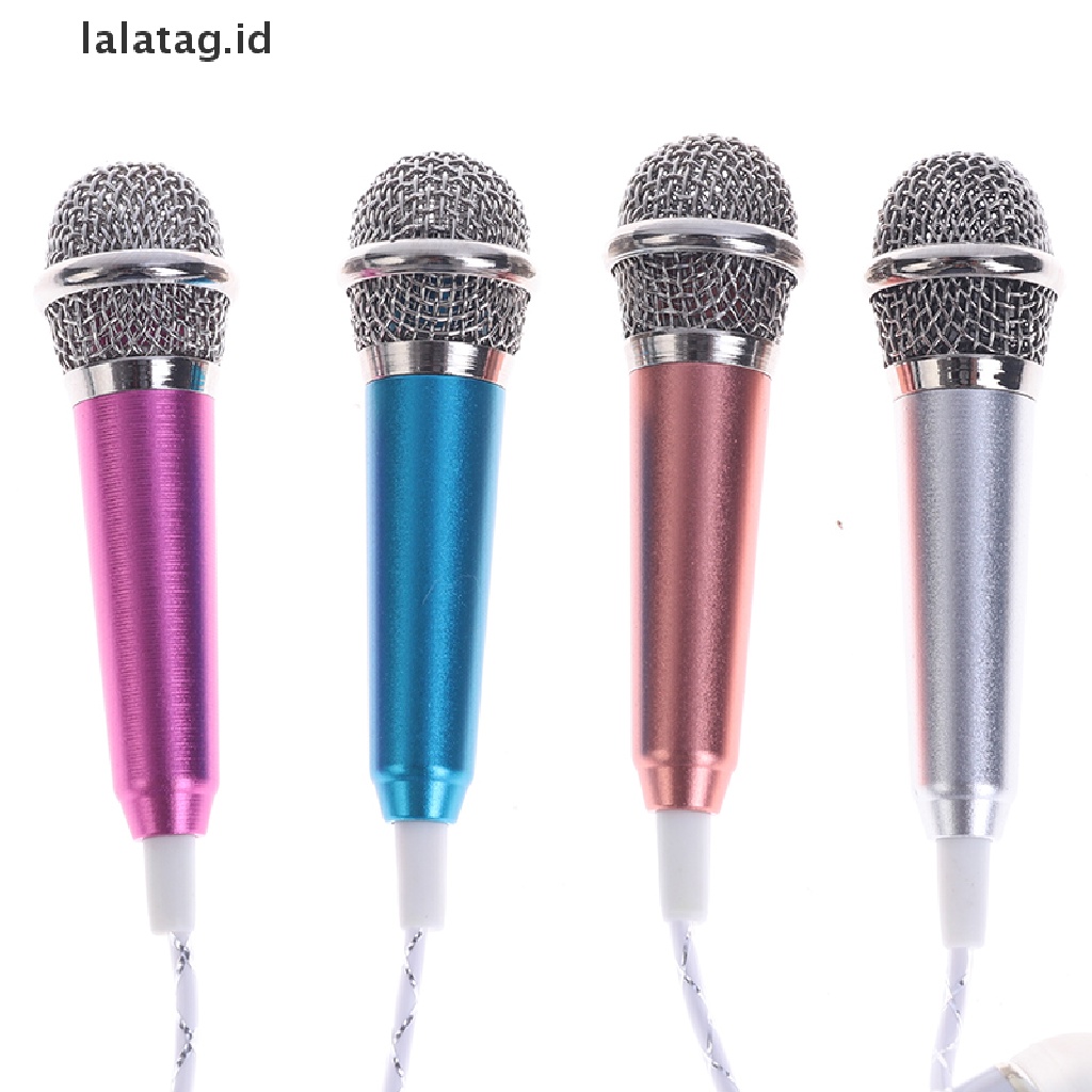 (lalatag) Mikrofon Stereo Mini Dengan Jack 3.5mm + Stand Mount Untuk Studio / KTV / Karaoke