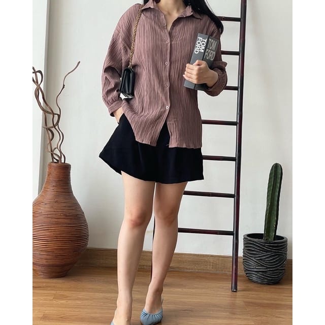 BEFAST - ZEC OOTD Kemeja WENDY / Harri LADY CRUSH Oversize Shirt / Kemeja Oversize Jumbo / Oversize Kekinian Remaja Wanita / Fashion Wanita Kerja / Kem Polos Casual / Terlaris / Trendy