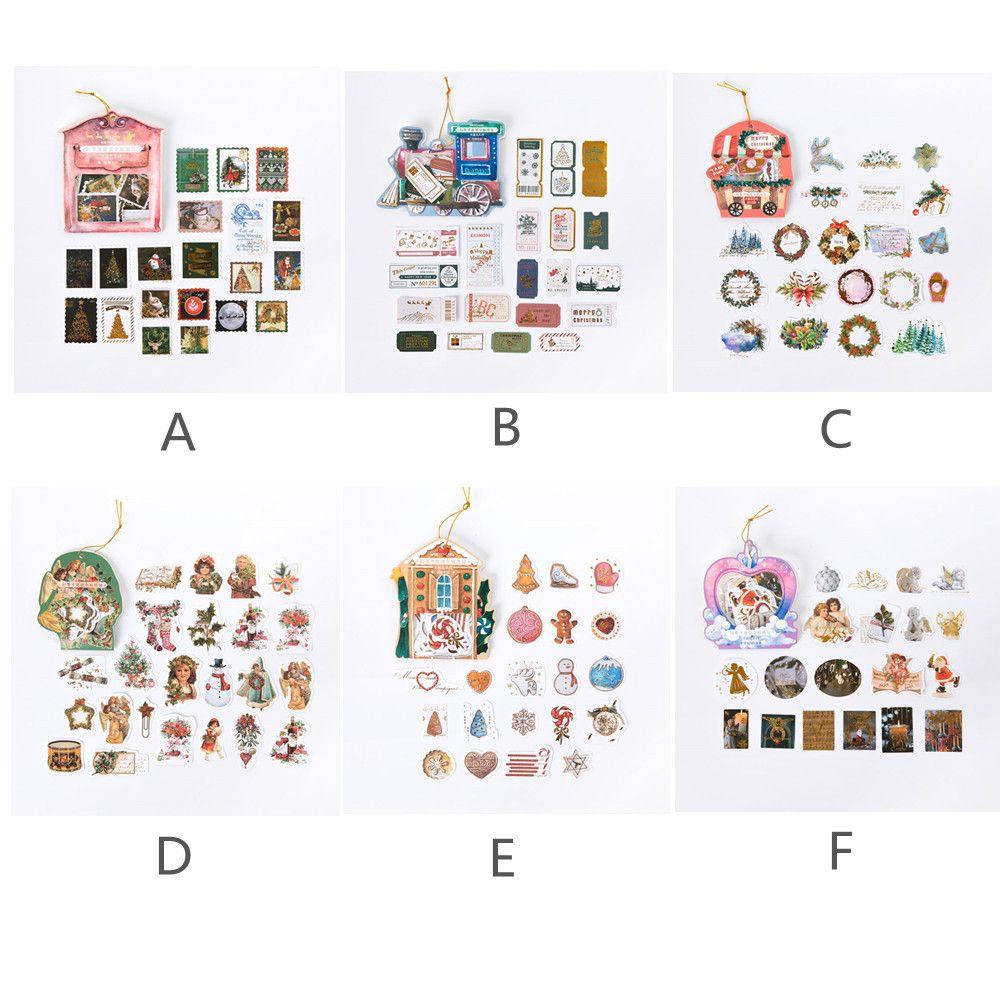 Solighter 40pcs/lot Stiker Hias Natal Tahan Air Memo Pads Perekat Jurnal Scrapbooking