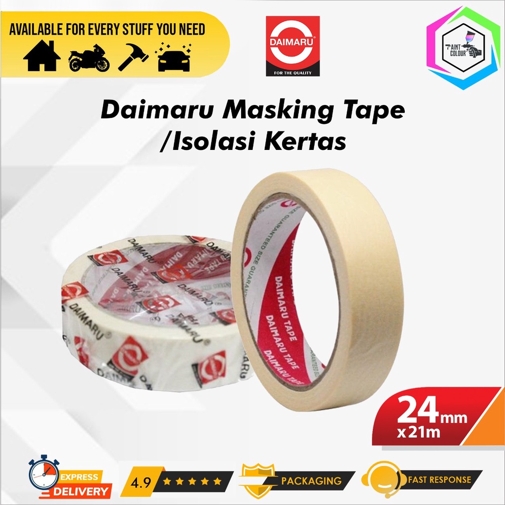 Hemat 96pcs (1 DUS) - Kertas Lem | Lakban Kertas | Masking Tape Daimaru 24mmx21m