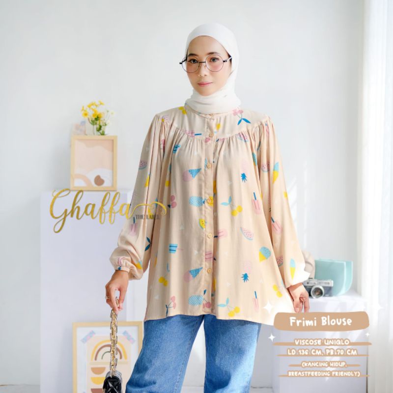 Blouse muslimah motif / Frimi blouse by ghaffa the label / Blouse motif kekinian