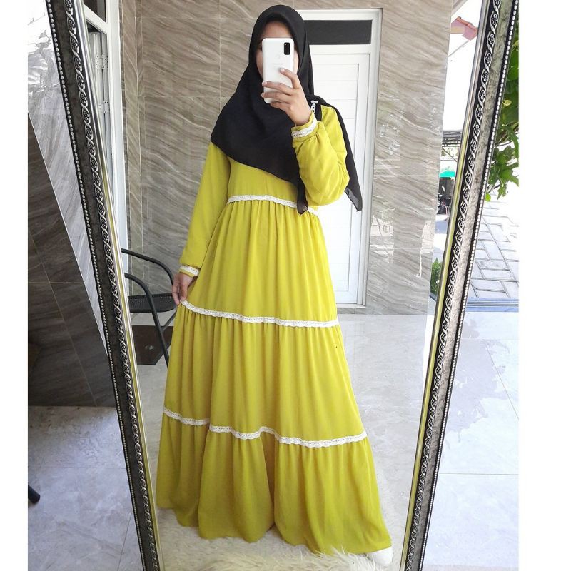 Gamis Ceruty Babydoll Renda Susun/ Gamis Ceruty Babydoll