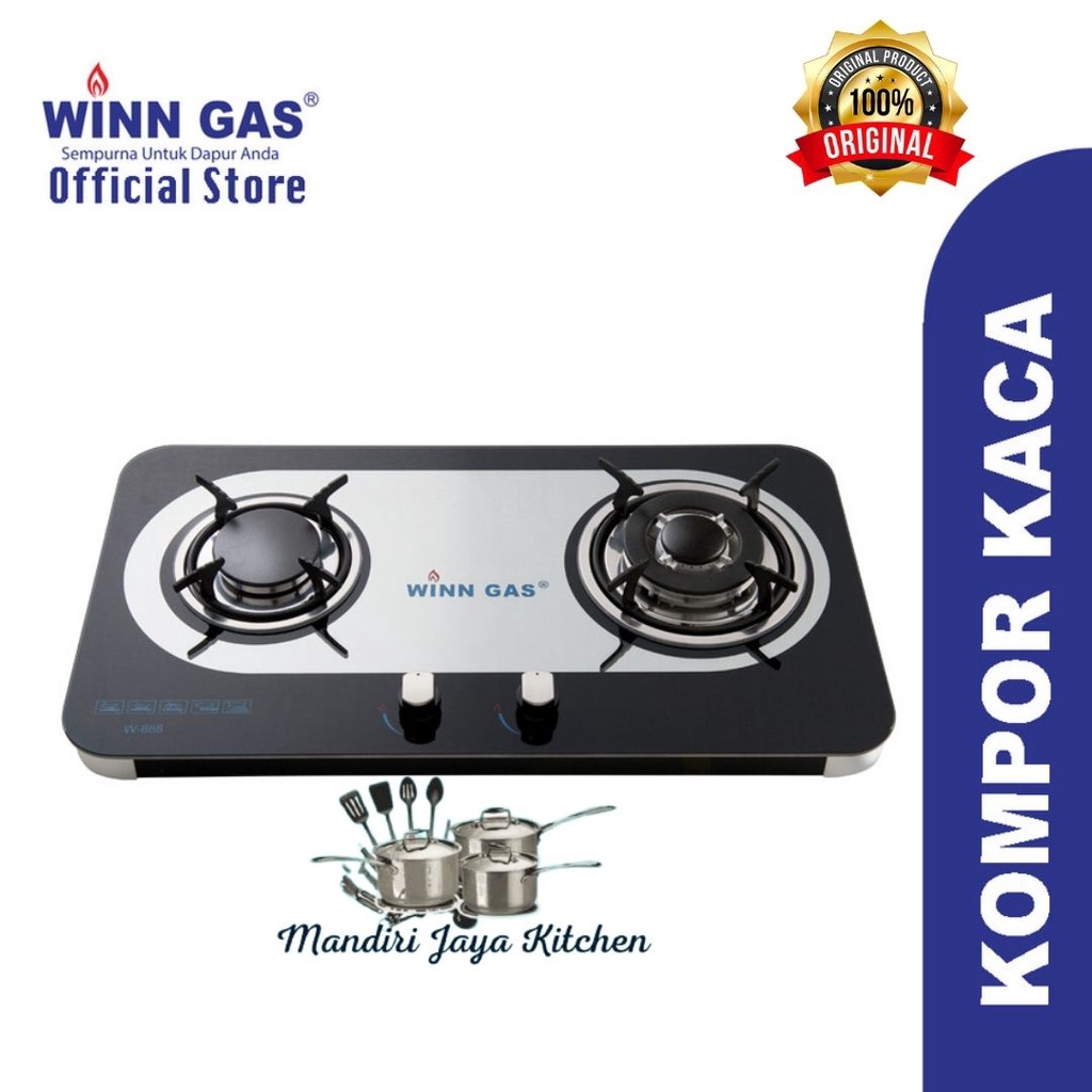 Kompor Winn Gas 2 Tungku Kaca W 888