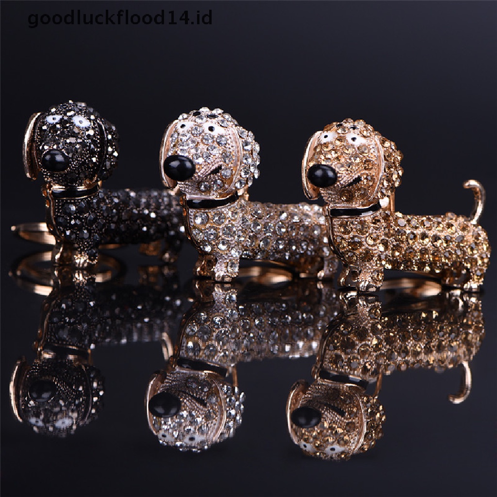 [OOID] Bling Crystal Dog Dachshund Keychain Purse Pendant Car Holder Key Ring Nice New ID