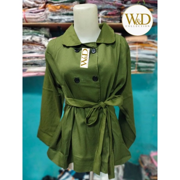 ORSA BLOCK COLOR PATTERN SHIRT | KEMEJA WANITA | PATTERN SHIRT BLOUSE BANGKOK MOSCREPE-Army 06