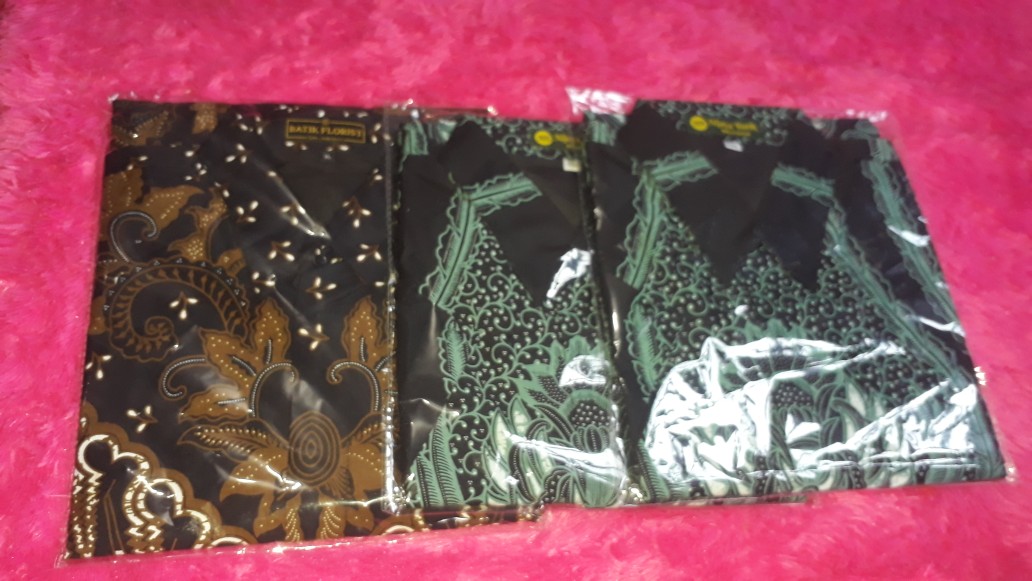 Green Peksi Pendek Kemeja Batik Pria Full Furing Katun Sragenan