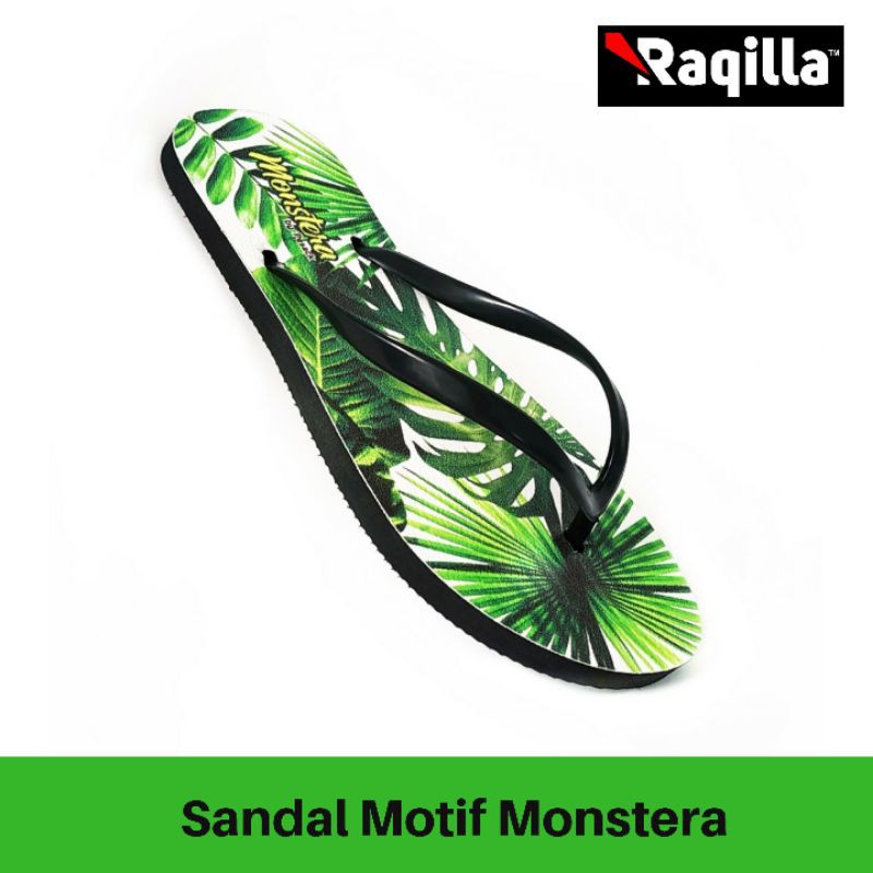 Sandal Jepit Motif Tanaman Monstera sendal jepit wanita monstera selipar jepit motif daun