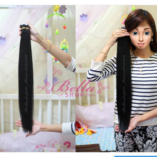 Hair Extension 60cm Super Tebal Smoothing warna coklat
