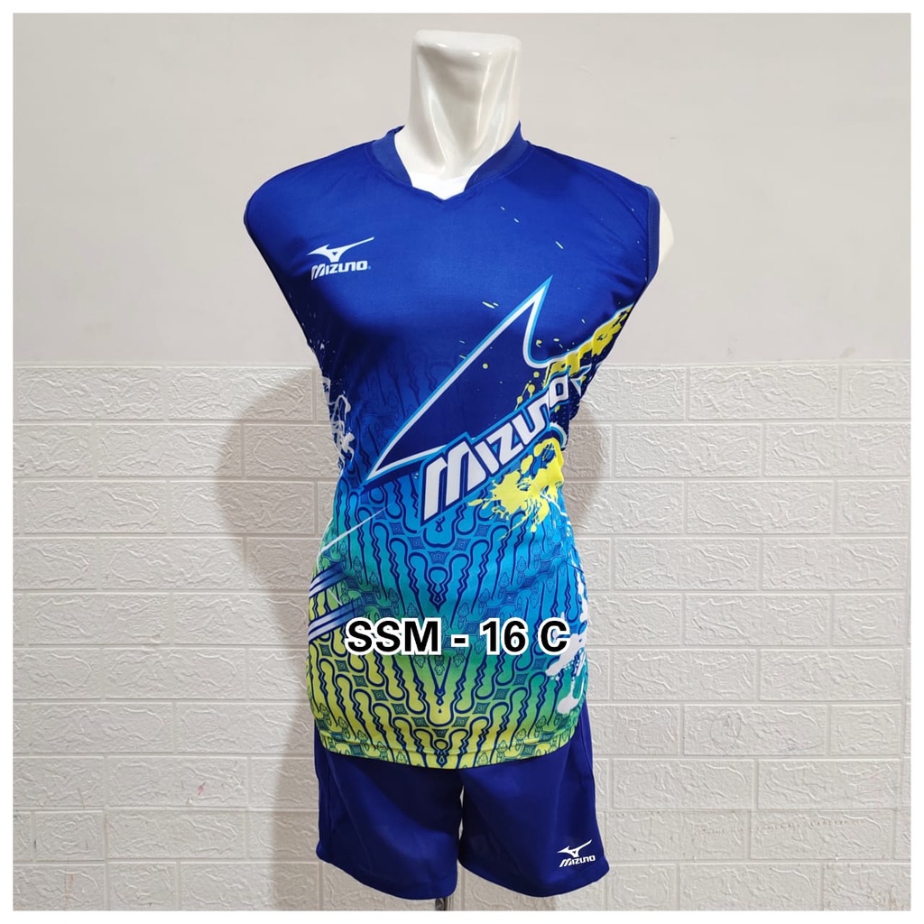 Paket Setelan Jersey Singlet Voli dan Celana Voly Ball Printing Motif Wayang Hitam