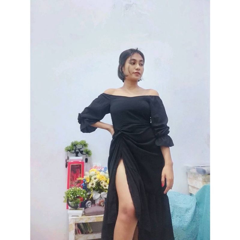 S~XXXXL Camelia Dress Casual Party Style Dress Tali Serut Bawah