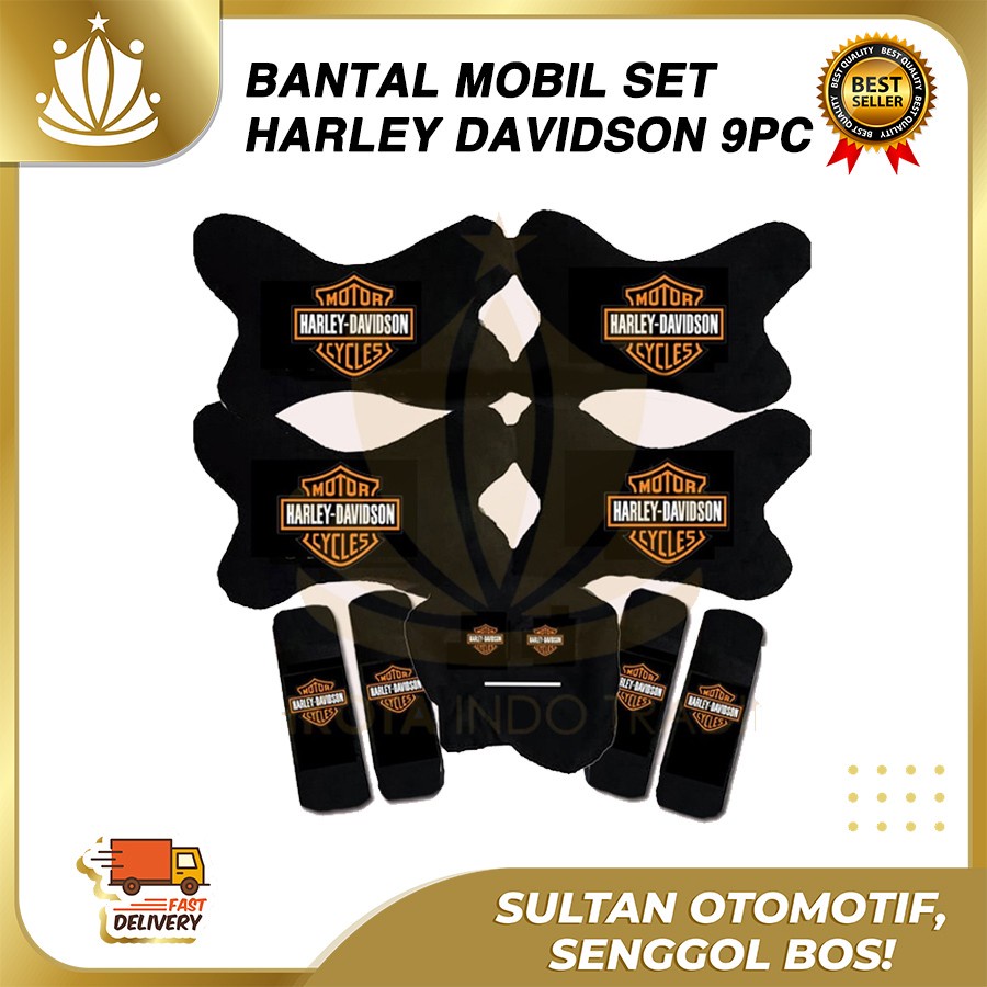 Bantal Jok Mobil HARLEY DAVIDSON Set 9 PC / Bantal Leher Mobil HARLEY MOGE 9 PC PROMO MURAH