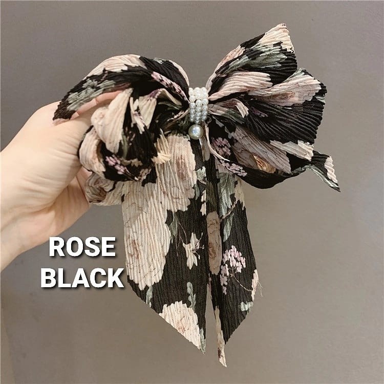 BAJUKIDDIE KOREAN ROSE BOW JEPIT RAMBUT PITA WANITA KOREA IMPOR BUNGA