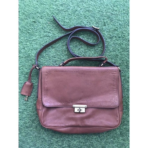 tas selempang fossil jadul vri vrv weekender flap lock coklat jadul vintage buyut preloved second li