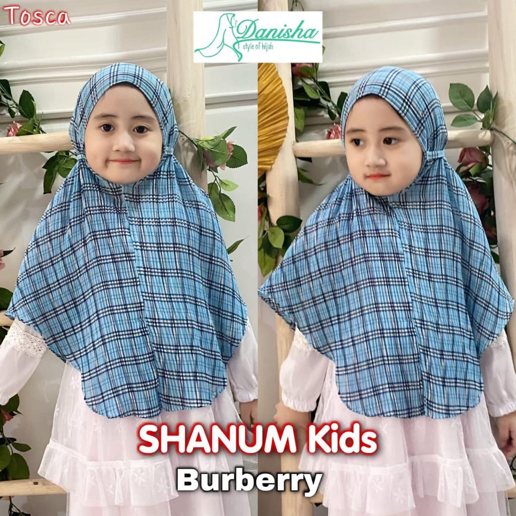 Jilbab Anak Bergo Shanum Plisket Motif Ceruti Kids Ori Danisha Hijab BY QOID