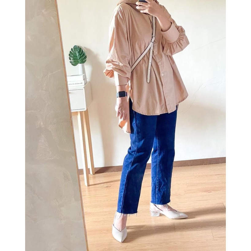 Khielo Shirt Katun Paris - Basic Oversized Shirt - Atasam Muslim Fashion Wanita Termurah &amp; Terlaris