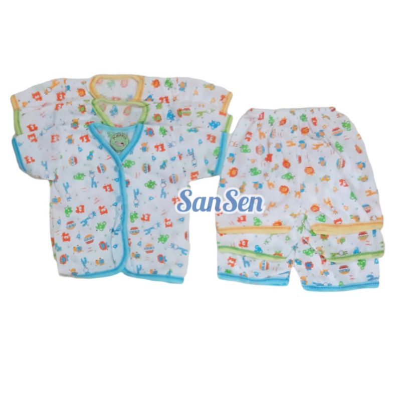 1 Pasang Setelan Baju Bayi Keyko lengan pendek celana pendek motif animal