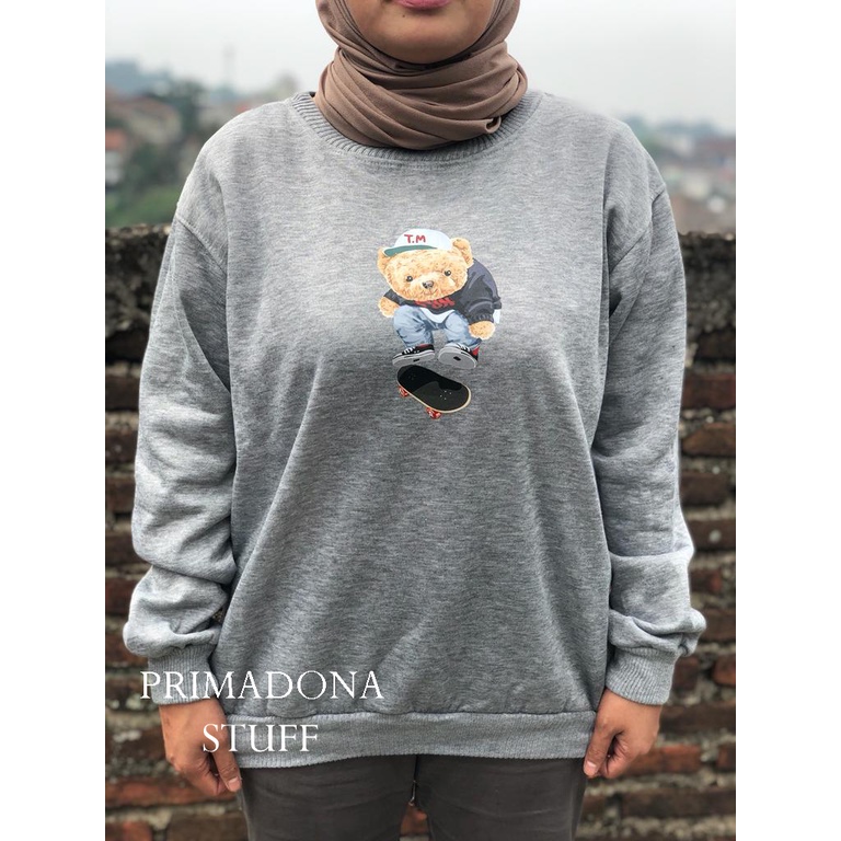 Sweatshirt Crewneck T.M Skateboardd Beaarr Motif Terbaruu Kekinian L XL XXL