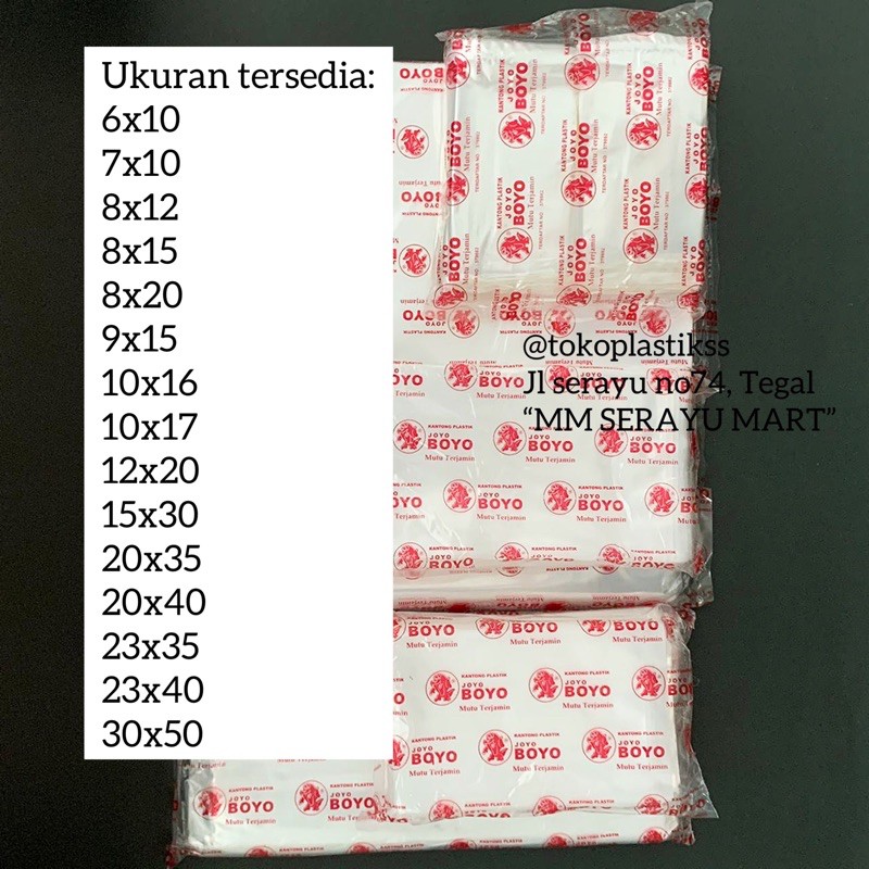 plastik PP joyo boyo 250gr berbagai ukuran