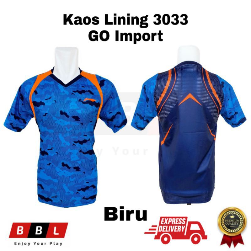 Kaos Badminton Lining 3033 Biru Grade Ori Import kaos bulutangkis Lining murah baju badminton lining