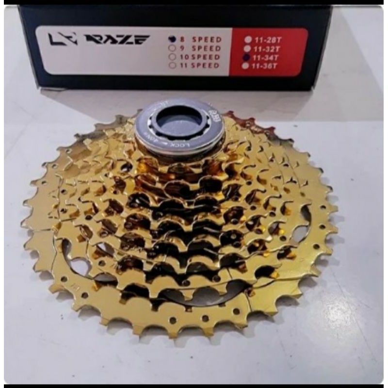 Sprocker gir belakang sepeda 8 Speed 34T Raze gold