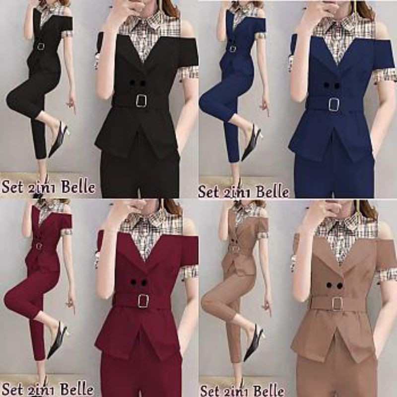 ST BELLE KERAH Setelan Wanita Kerja Bepergian Jalan Nyaman Dipakai