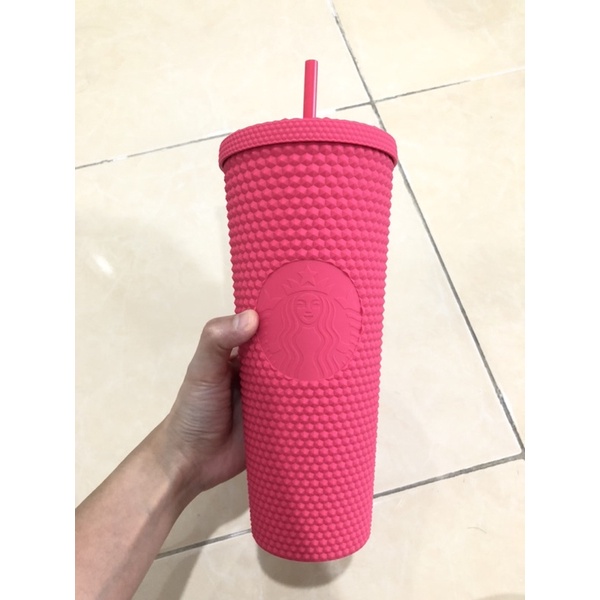 starbucks bling tumbler cold cups pink ruby matte 24oz