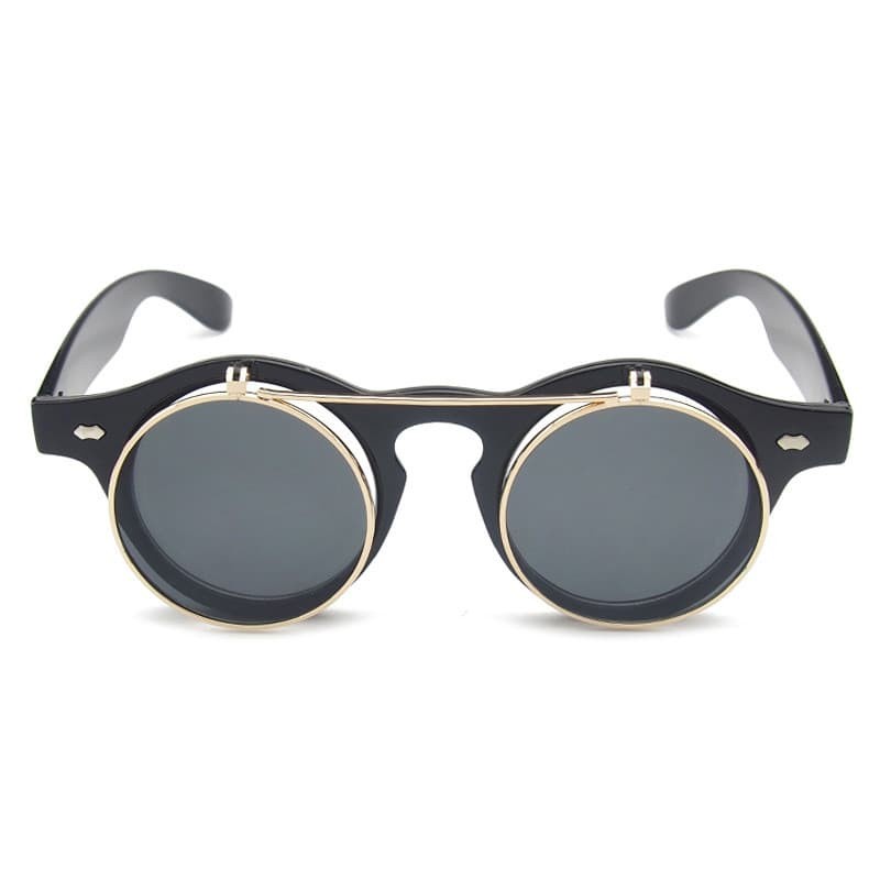 Kacamata Fashion Double Frame Steampunk - Black