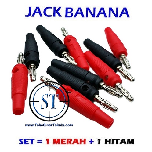 Jack Banana Bunga MEKAR Lapis Body Karet Jek Hitam Merah 1 Pair Banana Red Black Steker 4mm BA-109G