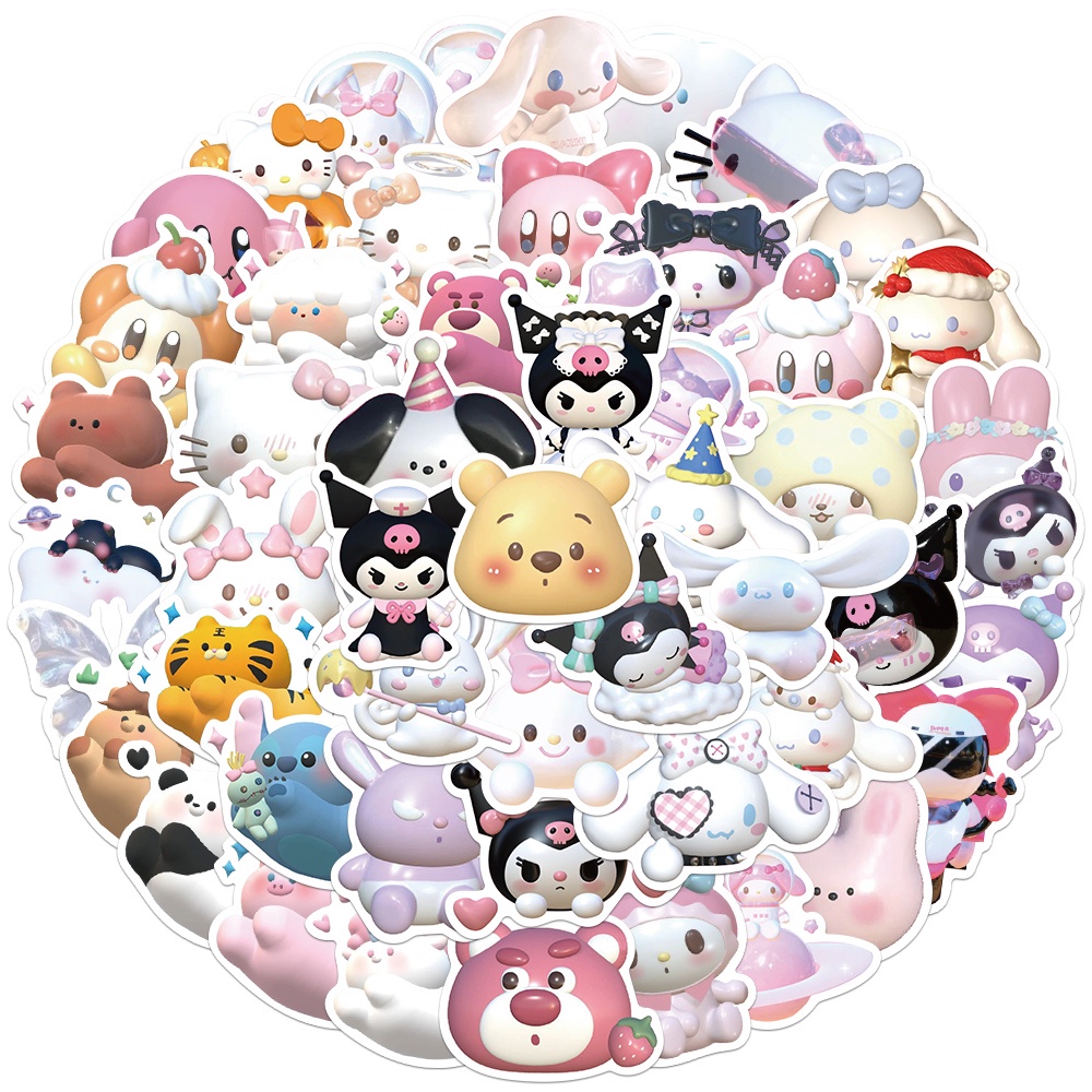 50pcs Stiker Kartun Kuromi My Melody 3D Anti Air Untuk Skateboard / Laptop / Handphone / Mobil / Sepeda / Notebook