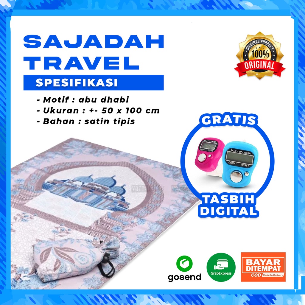 FREE TASBIH SAJADAH TRAVEL ABU DHABI TURKEY MOTIF Lipat Sablon Traveling Souvenir Murah Haji Umrah S