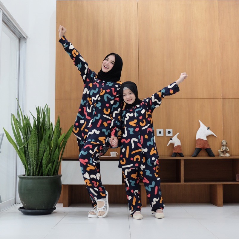 PAJAMAS ANAK DAN IBU COUPLE SETELAN BAJU COUPLE IBU DAN ANAK PEREMPUAN