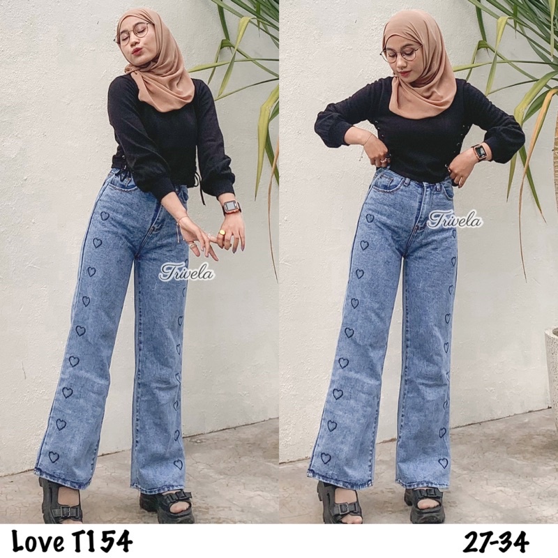 TRIVELA - Loose Love Bordir / Kulot Love Anti Ngatung / T154