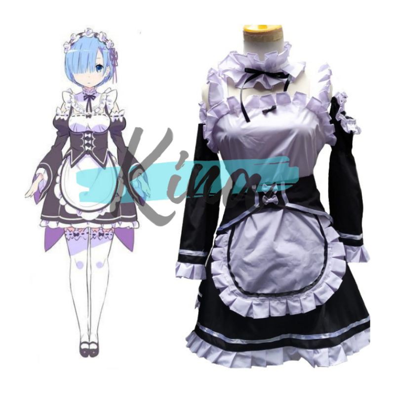 Re: Zero Ram Rem Default maid ver. Cosplay Costume Anime Female