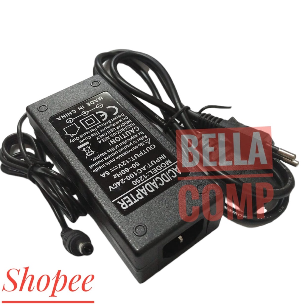 AC ADAPTOR 12V 5A / AC/DC POWER SUPPLY ADAPTER 12V 5A 60W /ADAPTOR CCTV DVR LED STRIP POMPA AIR 12V 5A