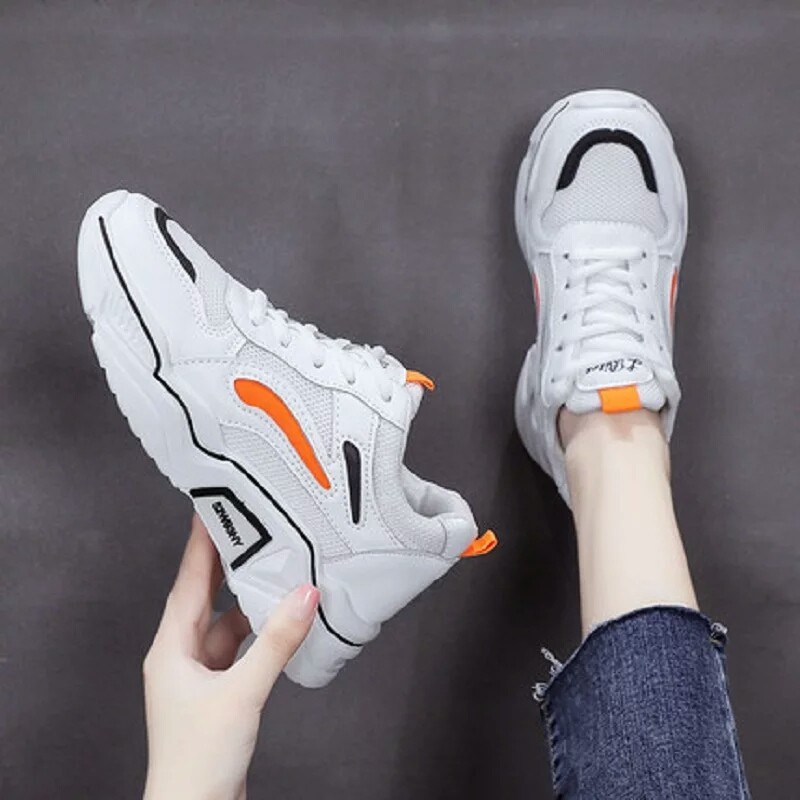 Thebrivsanstore_SEPATU SNEAKERS WANITA BLACK GREEN BLACK ORANGE