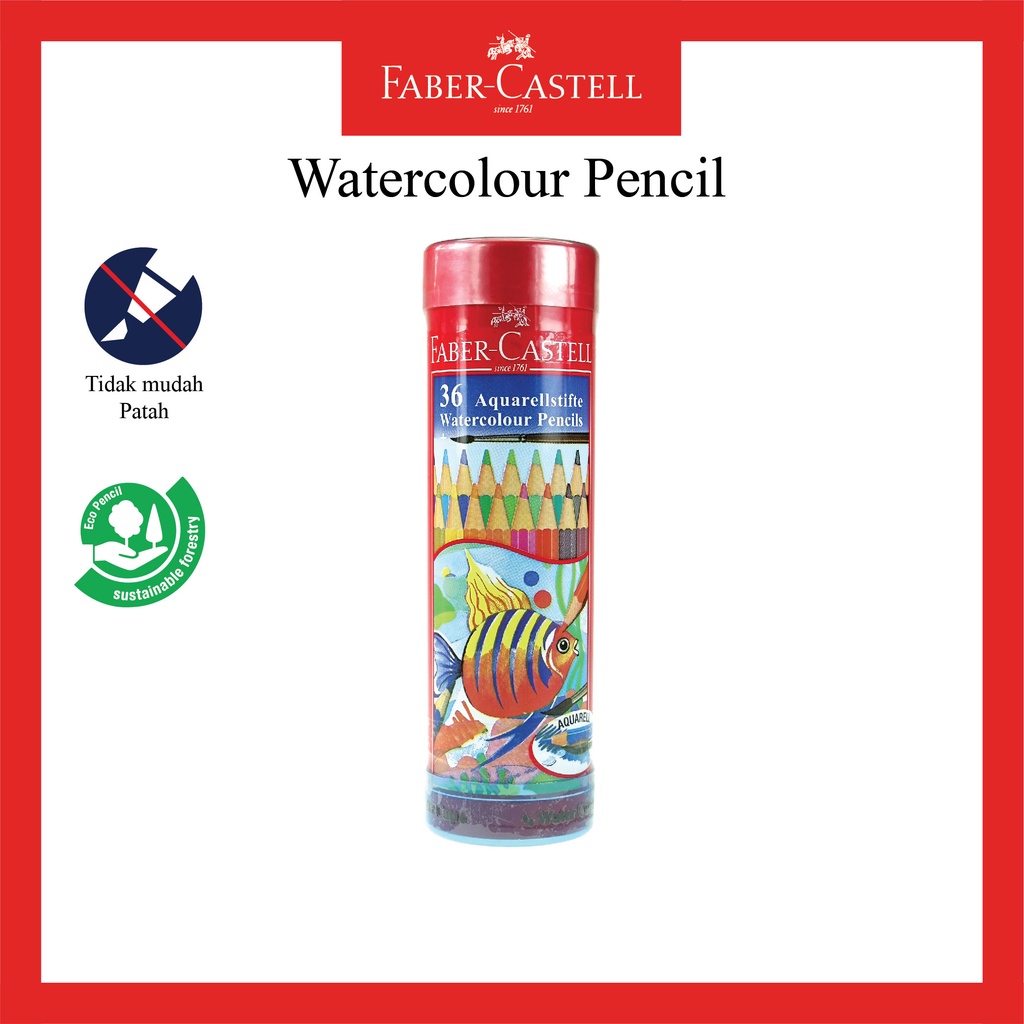 

Pensil Warna Faber Castell / Round Tin 36 Warna / Water Colour Pencil / Ukuran Long / Gratis Kuas