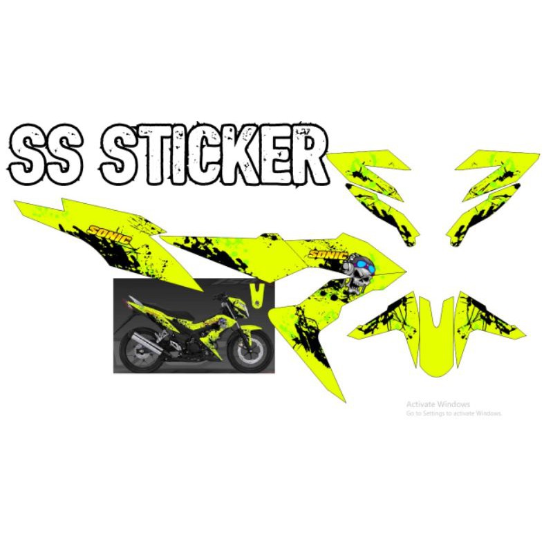 terbaru hijau stabilo decal stiker ful body Honda sonic