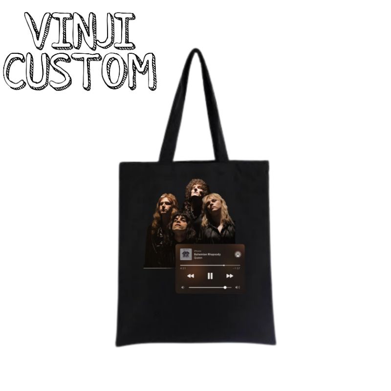 Tote bag QUEEN / tote bag resleting DISTRO / totebag hitam / totebag wanita / tote bag pria / tas to