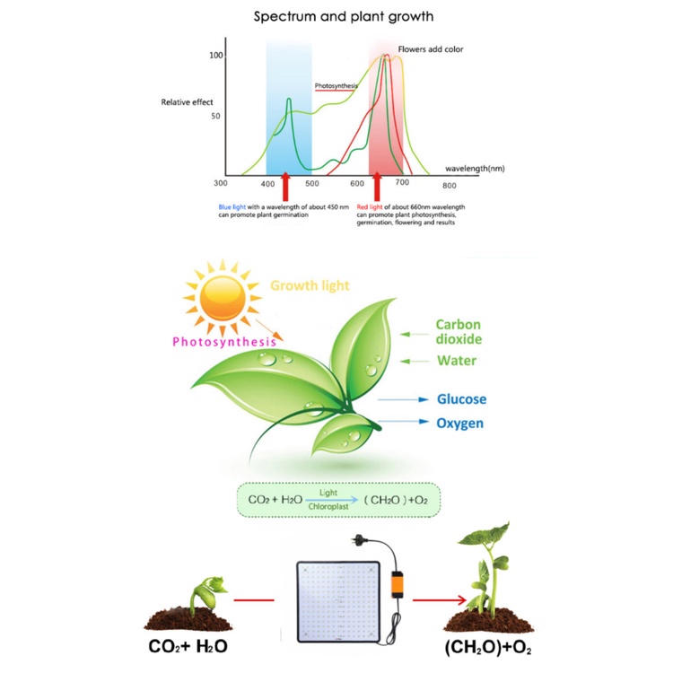 Lampu Tanaman led 225butir indoor greenhouse fill light Spektrum Penuh Cahaya Pertumbuhan Tanaman 1000W
