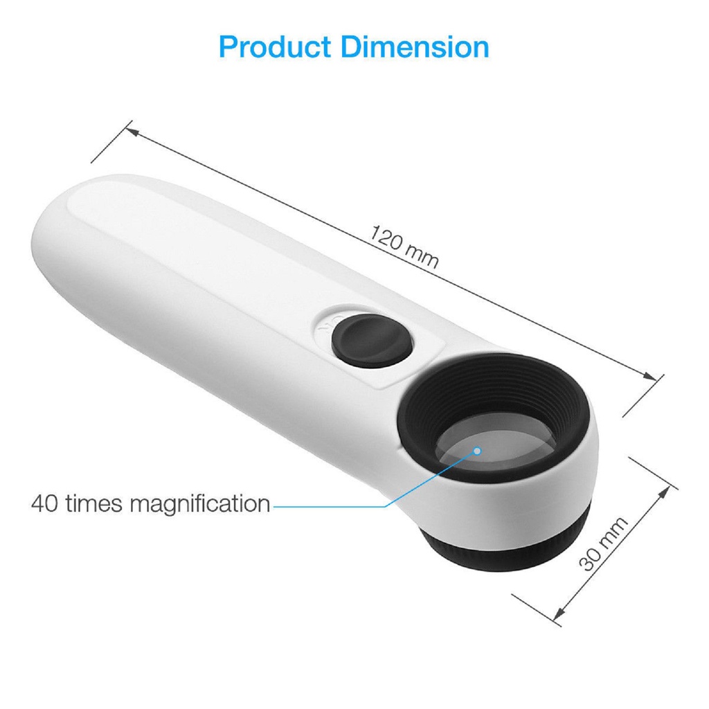 40X HAND-HOLD MAGNIFIER GLASS - KACA PEMBESAR LED MG6B-1B