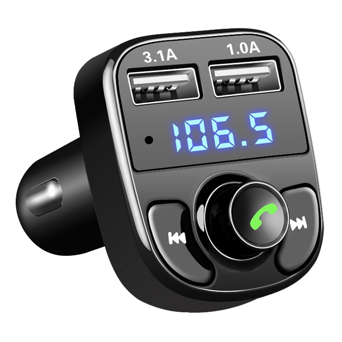 Bluetooth Audio Receiver FM Transmitter Handsfree with USB Car Charger - HY-82 - Black
