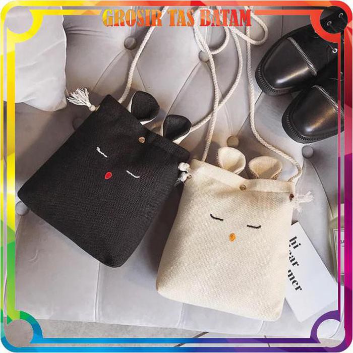 

lidya_viani W058 Tas Sling Bag Fashion Wanita Selempang Kanvas Kelinci Emoticon Import Batam Cod