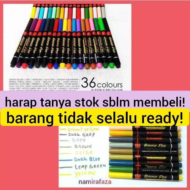 

SNOWMAN BRUSH PEN BLACK BLUE RED YELLOW TURQUOISE SPIDOL KALIGRAFI