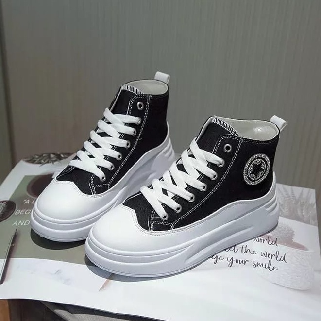 JURAGAN ONLEN - ALSTAR CONVRESE Boots Korean Style Sneakers IMMPORT Wanita Sepatu Semi Boot Bot Fashion Sneaker Tali Cantik Model Terbaru Paling Dicari Produk Lokal Kualitas Import-7