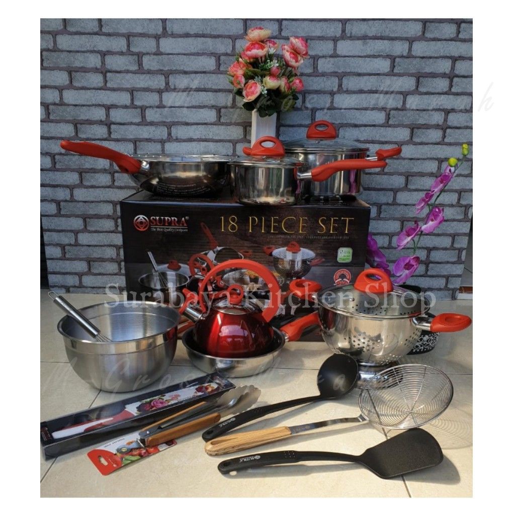 ➡ Panci Set Supra 18pcs Stainless Warna Ungu